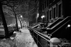 Harold Feinstein  -  Night Snow W 11th Street / Silver Gelatin Print  -  16 x 20