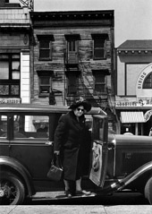 Harold Feinstein  -  Woman Stepping Out of Car, 1946 / Silver Gelatin Print  -  11 x 14 (period/vintage print)