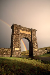 Tom Murphy  -  Roosevelt Arch and Rainbow-Vertical / Color Pigment Print  -  Available in multiple sizes