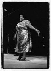 Herb Snitzer  -  Singer Velma Middleton performing with the Louis Armstrong band, Tanglewood, MA, 1960 / Silver Gelatin Print  -  11 x 14