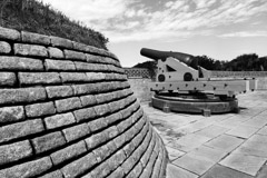 Tim Barnwell  -  2341, Canon with stone wall, left side, front, Ft. Moultrie, SC /   -  