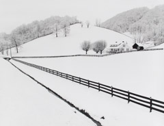 Tim Barnwell  -  Farm and Fence Lines in Snow, Lake Junaluska, Haywood County, NC, 1991 / Silver Gelatin Print  -  16 x 20