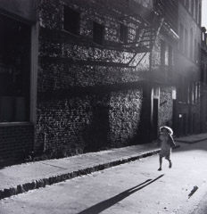 Jules Aarons  -  Running in late Afternoon, West End, Boston / Silver Gelatin Print  -  8.75 x 8.25
