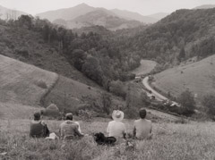 Tim Barnwell  -  B. W. Payne family, taking break, Little Pine Creek NC, 1981 / Silver Gelatin Print  -  11 x 14