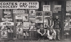 Tim Barnwell  -  Marlboro Men at Coates Grocery, 1982 / Silver Gelatin Print  -  11 x 14