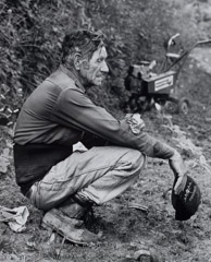 Tim Barnwell  -  David Messer, Resting from Tilling Field, Indian Grave Gap,  2003 / Silver Gelatin Print  -  19.5 x 15.5 or 11 x 14