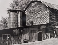 Tim Barnwell  -  Barn and Silo, Big Pine Creek, Madison County, NC, 2002 / Silver Gelatin Print  -  16 x 20