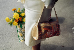Vivian Maier  -  Chicagoland, August 1975, (handbag/flowers) / Chromogenic Print  -  10 x 15 (on 16x20 paper)