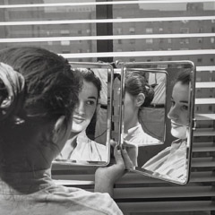 Vivian Maier  -  New York, NY 1955 (girl/mirror) / Silver Gelatin Print  -  12 x 12 (on 16x20 paper)