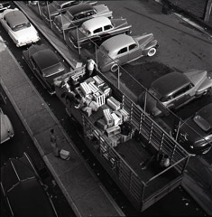 Vivian Maier  -  New York, NY 1954 (truck from above) / Silver Gelatin Print  -  12 x 12