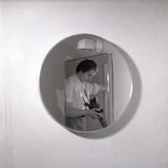 Vivian Maier  -  Self Portrait, no date, (2 round mirror) / Silver Gelatin Print  -  12 x 12 on 16 x20 paper