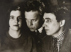 Alexander Rodchenko  -  Actress Julia Solntseva, Producer Alexander Dovzhenko, and Futurist-poet Alexei Kruchenykh, 1930 / Silver Gelatin Print  -  6.5x8.75