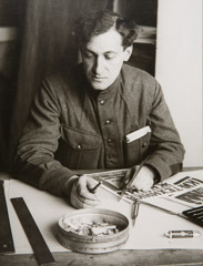 Alexander Rodchenko  -  Artist, Producer, and Publisher Alexei Gan, 1924 / Silver Gelatin Print  -  10x7.25