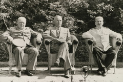 Yevgeny Khaldei  -  Potsdam Conference: Stalin, Truman, Churchill, 1945 / Silver Gelatin Print  -  8.5 x 11