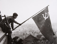 Yevgeny Khaldei  -  Raising the Soviet Flag over the Reichstag,1945 / Silver Gelatin Print  -  10.75 x 13.75
