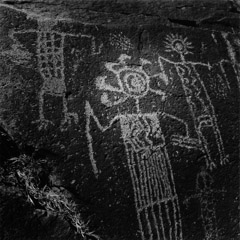 Al Weber  -  Petroglyph, Three Figures, Renegade Canyon, 1985 / Silver Gelatin Print  -  