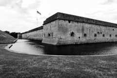 Tim Barnwell  -  2418, Fort Pulaski, moat and fort corner, Savannah, GA /   -  