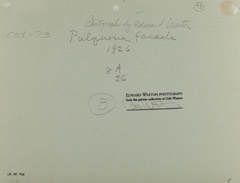 Edward Weston  -  Pulqueria Facade/Charrito, 1926 (back) /   -  
