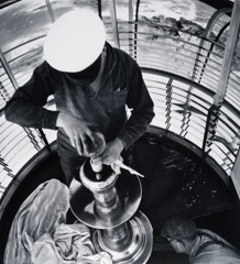 John Gutmann  -  Lighthouse Keeper Anticipating Baldessai, Oregon, 1934 / Silver Gelatin Print  -  11x14 