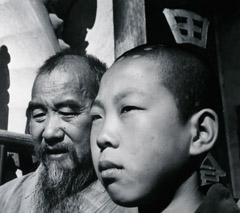 John Gutmann  -  Chief Monk and Novice of a Buddhist Temple. Yunnan Province, China, 1944 / Silver Gelatin Print  -  11x14 