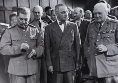 Yevgeny Khaldei  -  Potsdam Conference: Stalin, Truman, Churchill, 1945 / Silver Gelatin Print  -  8x11.25