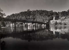 Tim Barnwell  -  Bridge Across the French Broad River, Marshall, Madison County, NC, 2000 / Silver Gelatin Print  -  16 x 20
