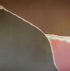 Al Weber  -  Tri Colored Salt Flats, Moss Landing, 1969 / Chromogenic Print  -  18.5 x 18.5