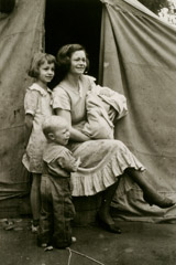 Rondal Partridge  -  Young Family Living in a Tent, circa 1940 / Silver Gelatin Print  -  9 x 6