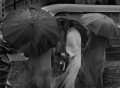 Pirkle Jones  -  Figures In The Rain, 1955 / Silver Gelatin Print  -  11x14