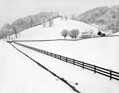 Tim Barnwell  -  Farm and Fence Lines in Snow, Lake Junaluska, Haywood County, NC, 1991 / Pigment Print  -  Available in Multiple Sizes