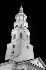 Tim Barnwell  -  St. Michaels Church steeple at night, Charleston, SC / Pigment Print  -  Available in Multiple Sizes