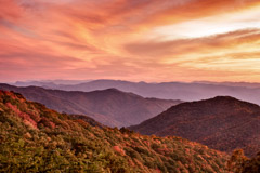 Tim Barnwell  -  Mountains at sunset, Great Smoky Mountains / Pigment Print  -  Available in Multiple Sizes
