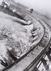 Max Alpert  -  View of the Dneprostroy Dam / Silver Gelatin Print  -  22.5  x 16.25