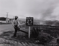 Pirkle Jones  -  Worker Removing Sign, 1956 / Silver Gelatin Print  -  