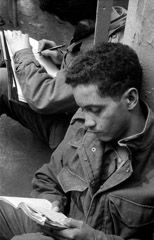 Harold Feinstein  -  AD-022 GIs Reading & Studying Aboard Troopship, 1952 /   -  Neg_K-1B_F41