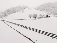 Tim Barnwell  -  Farm and Fence Lines in Snow, Haywood County, NC, 1991 / Silver Gelatin Print  -  16 x 20