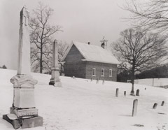 Tim Barnwell  -  Leicester Church in Snow, Leicester, Buncombe County, NC, 1982 / Silver Gelatin Print  -  11 x 14