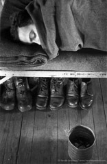 Harold Feinstein  -  Boots Stowed Under Cot, 1952 / Silver Gelatin Print  -  16 x 20