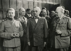 Yevgeny Khaldei  -  Potsdam Conference: Stalin, Truman, Churchil, 1945 / Silver Gelatin Print  -  5 x 7.25