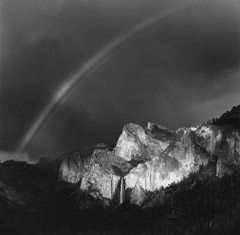 Bob Kolbrener  -  Rainbow & Bridalveil Fall, Yosemite National Park, CA, 1987 / Silver Gelatin Print  -  16 x 20