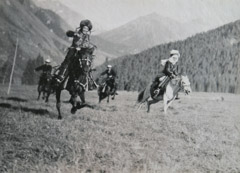 Max Alpert  -  Kirghil Horsewoman, 1938 / slightly textured paper  -  3.25 x 4.5