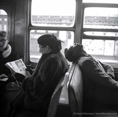 Harold Feinstein  -  Asleep on the Subway Train, 1949 / Silver Gelatin Print  -  16 x 20